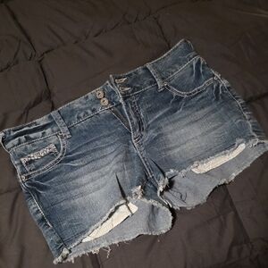 Amethyst Jeans Distressed Blue Denim Cutoff Shorts